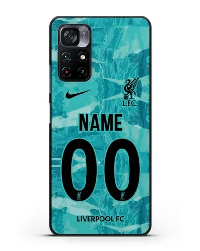 Именной чехол ФК Ливерпуль с фамилией и номером (сезон 2020-2021) гостевая форма силиконовый для Xiaomi Poco M4 Pro 5G