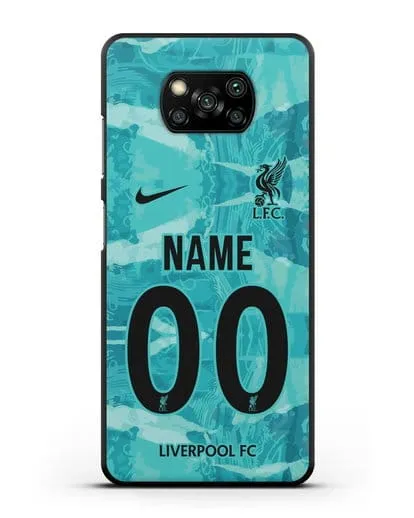 Именной чехол ФК Ливерпуль с фамилией и номером (сезон 2020-2021) гостевая форма силиконовый для Xiaomi Poco X3