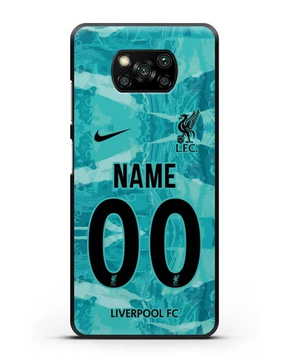 Именной чехол ФК Ливерпуль с фамилией и номером (сезон 2020-2021) гостевая форма силиконовый для Xiaomi Poco X3 Pro