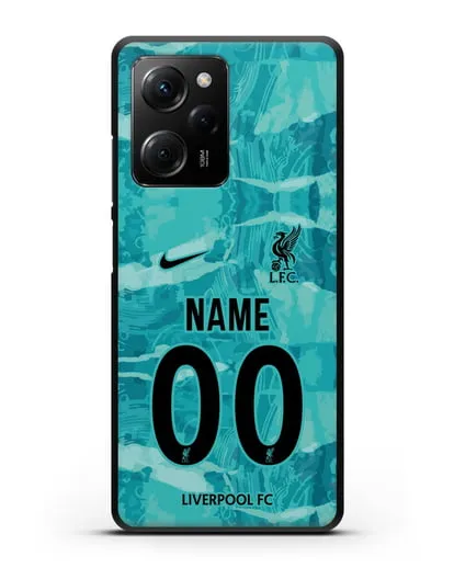 Именной чехол ФК Ливерпуль с фамилией и номером (сезон 2020-2021) гостевая форма силиконовый для Xiaomi Poco X5 Pro