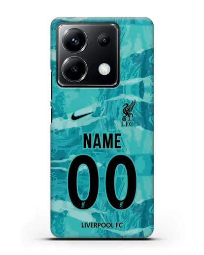 Именной чехол ФК Ливерпуль с фамилией и номером (сезон 2020-2021) гостевая форма силиконовый для Xiaomi Poco X6