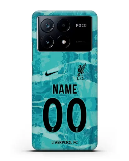 Именной чехол ФК Ливерпуль с фамилией и номером (сезон 2020-2021) гостевая форма силиконовый для Xiaomi Poco X6 Pro