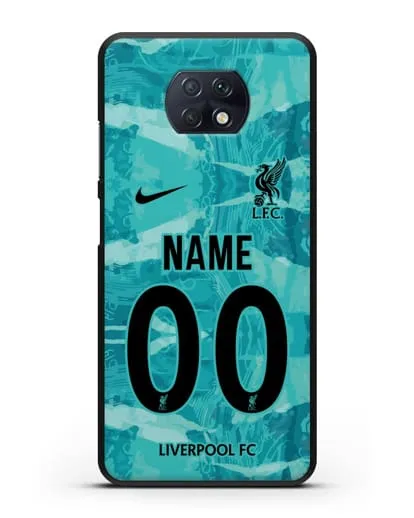 Именной чехол ФК Ливерпуль с фамилией и номером (сезон 2020-2021) гостевая форма силиконовый для Xiaomi Redmi Note 9T