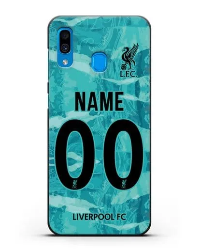 Именной чехол ФК Ливерпуль с фамилией и номером (сезон 2020-2021) гостевая форма силиконовый для Samsung Galaxy A30 [SM-A305FN]