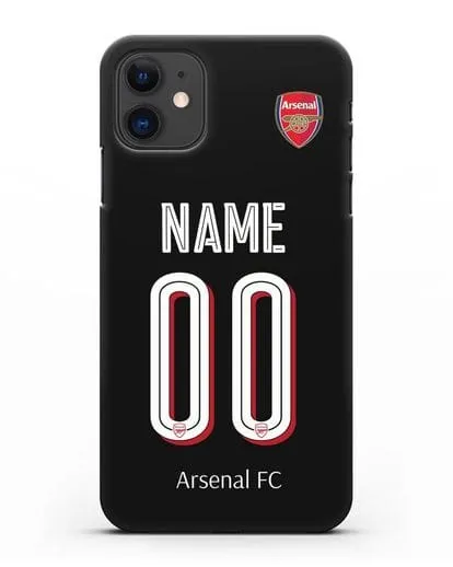 Именной чехол Арсенал с фамилией и номером (сезон 2018-2019) черная форма силиконовый для iPhone 11