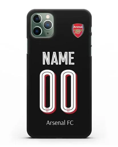 Именной чехол Арсенал с фамилией и номером (сезон 2018-2019) черная форма силиконовый для iPhone 11 Pro Max