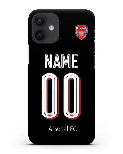 Именной чехол Арсенал с фамилией и номером (сезон 2018-2019) черная форма силиконовый для iPhone 12 mini