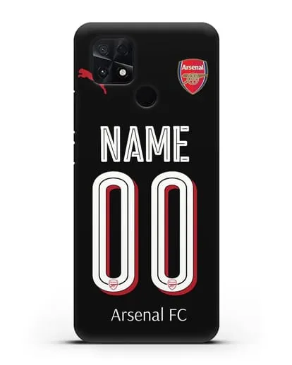 Именной чехол Арсенал с фамилией и номером (сезон 2018-2019) черная форма силиконовый для Xiaomi Poco C40