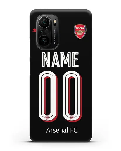 Именной чехол Арсенал с фамилией и номером (сезон 2018-2019) черная форма силиконовый для Xiaomi Poco F3 Pro