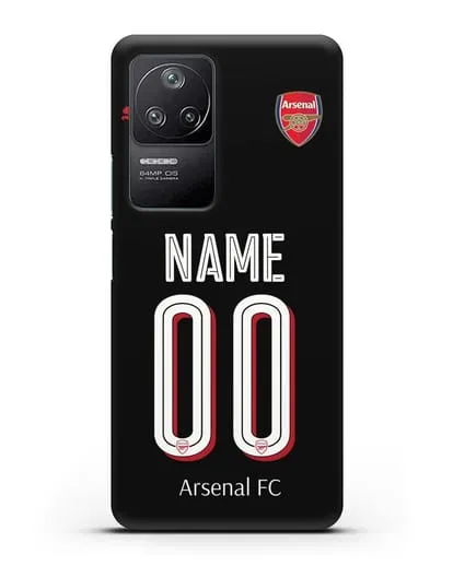 Именной чехол Арсенал с фамилией и номером (сезон 2018-2019) черная форма силиконовый для Xiaomi Poco F4