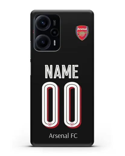 Именной чехол Арсенал с фамилией и номером (сезон 2018-2019) черная форма силиконовый для Xiaomi Poco F5