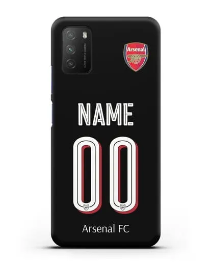 Именной чехол Арсенал с фамилией и номером (сезон 2018-2019) черная форма силиконовый для Xiaomi Poco M3