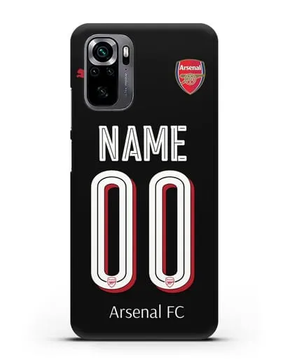 Именной чехол Арсенал с фамилией и номером (сезон 2018-2019) черная форма силиконовый для Xiaomi Poco M5s