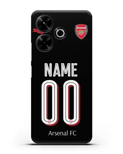 Именной чехол Арсенал с фамилией и номером (сезон 2018-2019) черная форма силиконовый для Xiaomi Poco M6