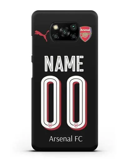 Именной чехол Арсенал с фамилией и номером (сезон 2018-2019) черная форма силиконовый для Xiaomi Poco X3