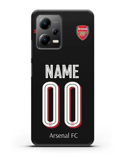 Именной чехол Арсенал с фамилией и номером (сезон 2018-2019) черная форма силиконовый для Xiaomi Poco X5