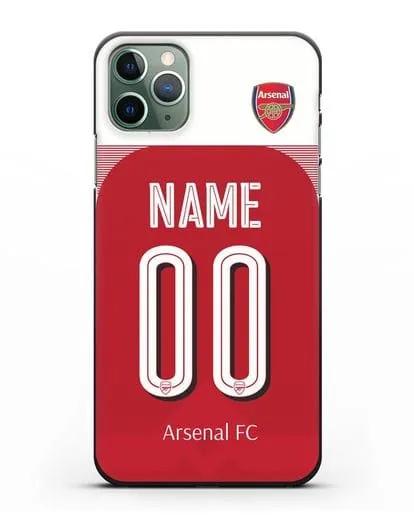 Именной чехол Арсенал с фамилией и номером (сезон 2018-2019) красная форма силиконовый для iPhone 11 Pro Max