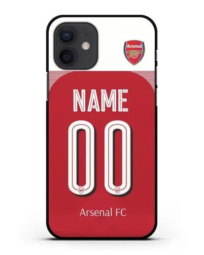 Именной чехол Арсенал с фамилией и номером (сезон 2018-2019) красная форма силиконовый для iPhone 12