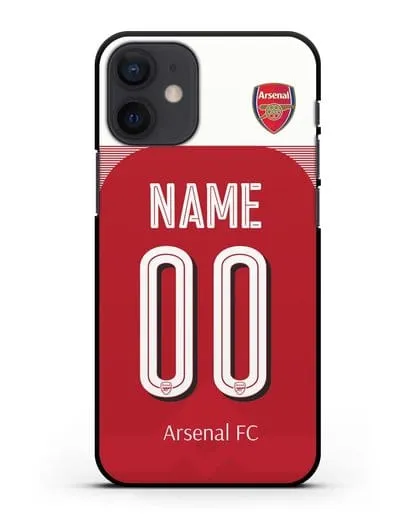 Именной чехол Арсенал с фамилией и номером (сезон 2018-2019) красная форма силиконовый для iPhone 12 mini