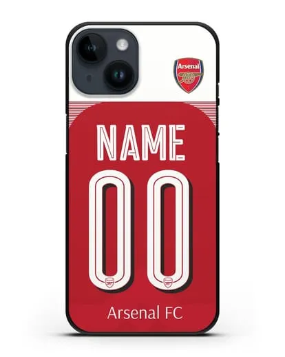 Именной чехол Арсенал с фамилией и номером (сезон 2018-2019) красная форма силиконовый для iPhone 14