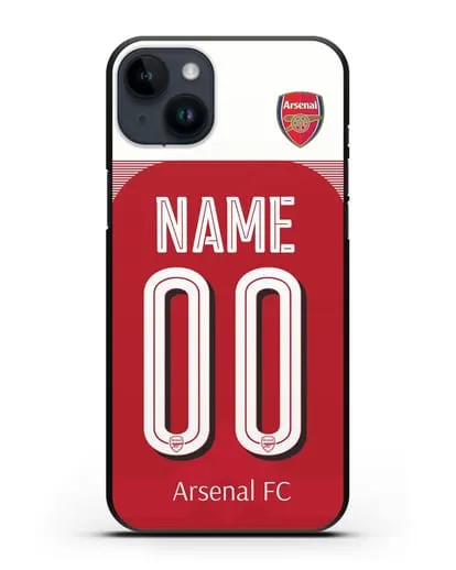 Именной чехол Арсенал с фамилией и номером (сезон 2018-2019) красная форма силиконовый для iPhone 14 Plus