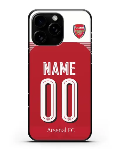 Именной чехол Арсенал с фамилией и номером (сезон 2018-2019) красная форма силиконовый для iPhone 16 Pro Max