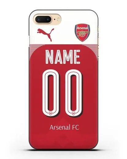 Именной чехол Арсенал с фамилией и номером (сезон 2018-2019) красная форма силиконовый для iPhone 8 Plus