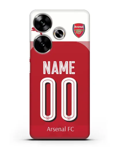 Именной чехол Арсенал с фамилией и номером (сезон 2018-2019) красная форма силиконовый для Xiaomi Poco F6