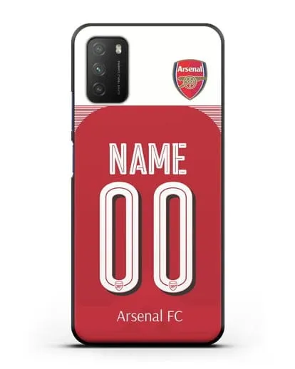 Именной чехол Арсенал с фамилией и номером (сезон 2018-2019) красная форма силиконовый для Xiaomi Poco M3