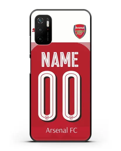 Именной чехол Арсенал с фамилией и номером (сезон 2018-2019) красная форма силиконовый для Xiaomi Poco M3 Pro