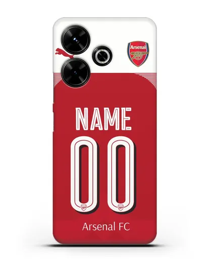 Именной чехол Арсенал с фамилией и номером (сезон 2018-2019) красная форма силиконовый для Xiaomi Poco M6