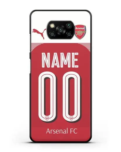 Именной чехол Арсенал с фамилией и номером (сезон 2018-2019) красная форма силиконовый для Xiaomi Poco X3
