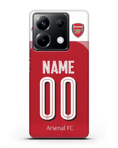 Именной чехол Арсенал с фамилией и номером (сезон 2018-2019) красная форма силиконовый для Xiaomi Poco X6