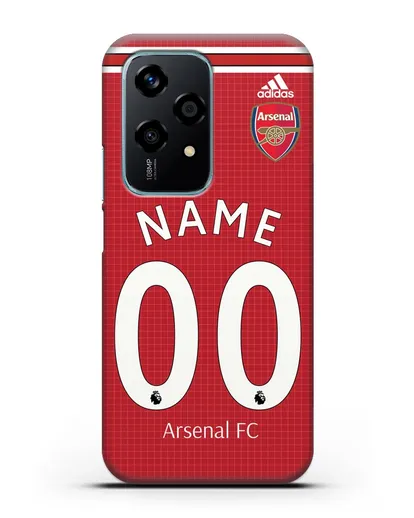 Именной чехол Арсенал с фамилией и номером (сезон 2019-2020) красная форма силиконовый для Honor 200 Lite