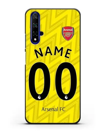 Именной чехол Арсенал с фамилией и номером (сезон 2019-2020) красная форма силиконовый для Honor 20