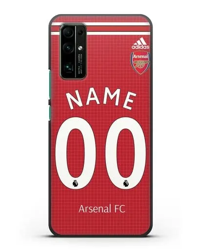 Именной чехол Арсенал с фамилией и номером (сезон 2019-2020) красная форма силиконовый для Honor 30