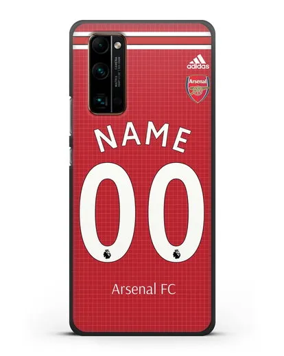 Именной чехол Арсенал с фамилией и номером (сезон 2019-2020) красная форма силиконовый для Honor 30 Pro
