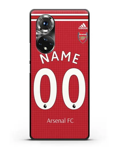 Именной чехол Арсенал с фамилией и номером (сезон 2019-2020) красная форма силиконовый для Honor 50
