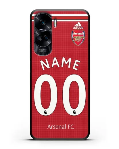 Именной чехол Арсенал с фамилией и номером (сезон 2019-2020) красная форма силиконовый для Honor 90 Lite