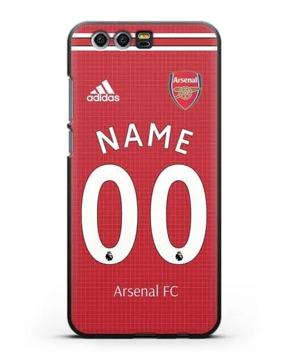 Именной чехол Арсенал с фамилией и номером (сезон 2019-2020) красная форма силиконовый для Honor 9