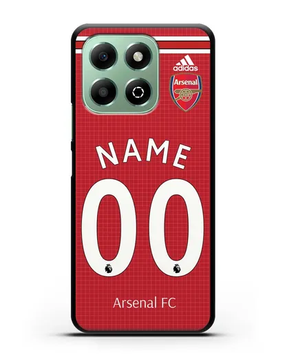 Именной чехол Арсенал с фамилией и номером (сезон 2019-2020) красная форма силиконовый для Honor X6b