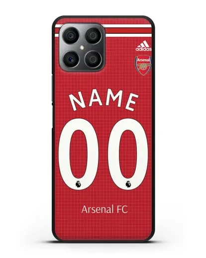 Именной чехол Арсенал с фамилией и номером (сезон 2019-2020) красная форма силиконовый для Honor X8