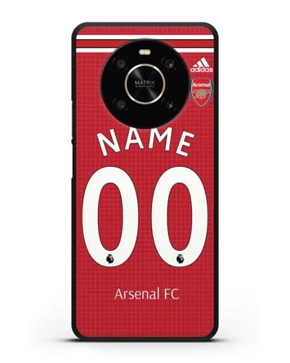 Именной чехол Арсенал с фамилией и номером (сезон 2019-2020) красная форма силиконовый для Honor X9