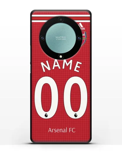 Именной чехол Арсенал с фамилией и номером (сезон 2019-2020) красная форма силиконовый для Honor X9a