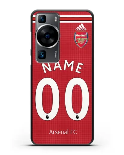 Именной чехол Арсенал с фамилией и номером (сезон 2019-2020) красная форма силиконовый для Huawei P60