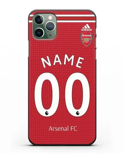 Именной чехол Арсенал с фамилией и номером (сезон 2019-2020) красная форма силиконовый для iPhone 11 Pro