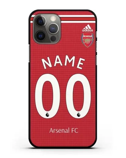 Именной чехол Арсенал с фамилией и номером (сезон 2019-2020) красная форма силиконовый для iPhone 12 Pro