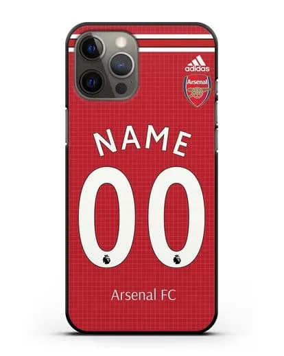Именной чехол Арсенал с фамилией и номером (сезон 2019-2020) красная форма силиконовый для iPhone 12 Pro Max