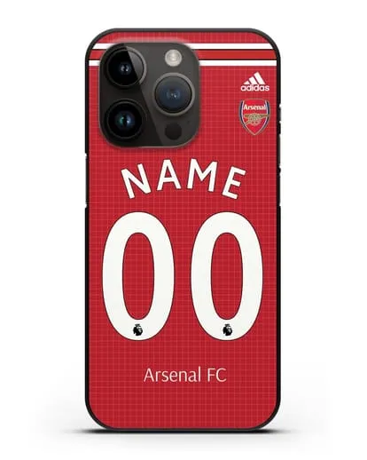Именной чехол Арсенал с фамилией и номером (сезон 2019-2020) красная форма силиконовый для iPhone 14 Pro