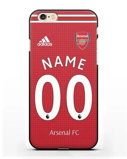 Именной чехол Арсенал с фамилией и номером (сезон 2019-2020) красная форма силиконовый для iPhone 6